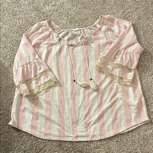 Striped Top with Lace Trim